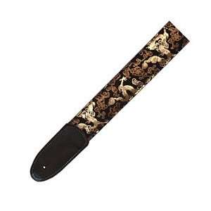  Black and Gold Dragon Guitar Strap: Musical Instruments