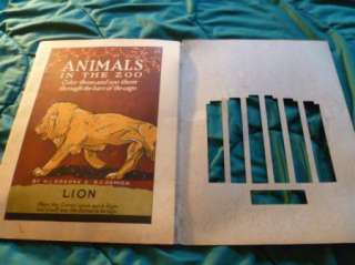 GREAT 1920S ZOO LAND CAGED ANIMAL UNUSED COLORING BOOK  