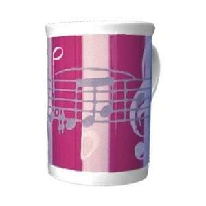  Bone China Pink Striped Notes Mug: Home & Kitchen