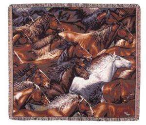 50x60 HORSE Herd Western Tapestry Afghan Throw Blanket  