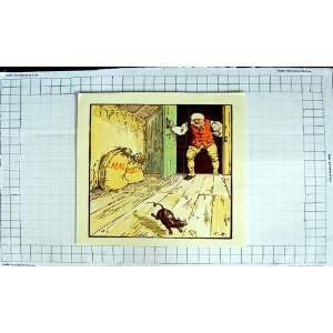   Colour Print Old Man Malt Bags Chasing Rat Barn Scene: Home & Kitchen