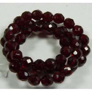 Garnet Red Czech 8mm Faceted Round Firepolished Glass Beads 16 Loose 