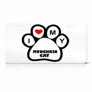Munchkin Cats White Novelty Animal Metal License Plate Wall Sign Tag