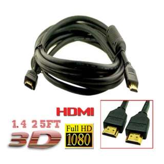 25ft 1.4 Ver HDMI 3d High Speed Cable w/ Ethernet 25 Hdmi to Hdmi M/M 