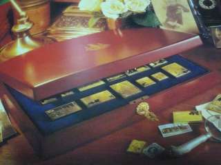 25 COMMEMORATIVE GOLD PLATED SILVER INGOTS STAMP IN BOX  