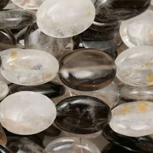  Crystal & Smoky Quartz 18mm Oval Gemstone Beads