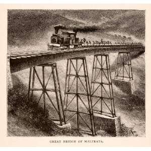   Steam Engine Train Engineering   Original Woodcut