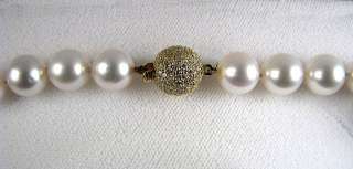 SIZE 10 20MM WHITE SHELL PEARL ROUND CLASP NECKLACE 17  