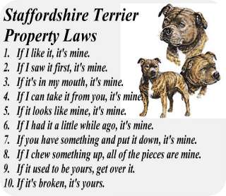STAFFORDSHIRE BULL TERRIER DOG LAW   COMPUTER MOUSE PAD  