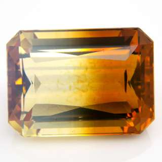   Emerald cut 22*16mm Brown Yellow Bicolor Ametrine Quartz Gemstone VVS
