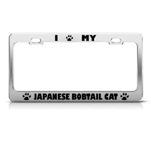  Japanese Bobtail Cat Chrome license plate frame Stainless 