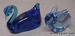 Vintage Hand Crafted Cobalt Blue Glass Figural Swan  