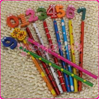 10 x Number 0 9 Wooden Pencil Toddle Kids Education Toy  