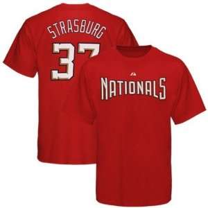  Steven Strasburg Nationals Adult Red Player T Shirt (Size 