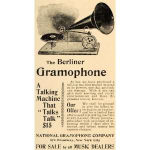 1896 Ad Berliner Gramophone Talking Machine Music   Original Print Ad 
