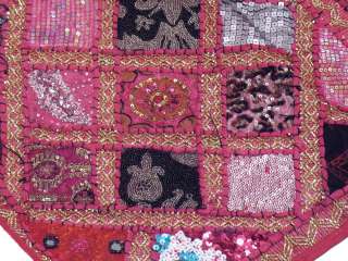Pink Antique Indian Tapestry Embellished Patchwork Runner Hippie Wall 