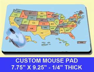 US MAP WITH STATES UNITED STATES COMPUTER MOUSE PAD NEW COOL LEARN FUN 