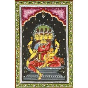 Goddess Brahmani (Shodash Matrikas)   Watercolor on Patti 