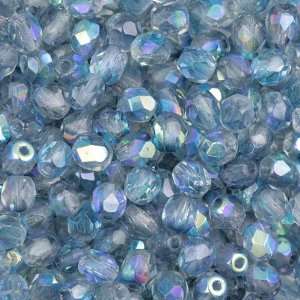  Fire Polished Beads 4mm BLUE CRYSTAL AB LUSTER(100)