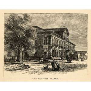 com 1888 Wood Engraving Old City Palace Architecture Couryard Brazil 