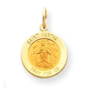 14k Yellow Gold Saint Martha Medal Charm: Jewelry