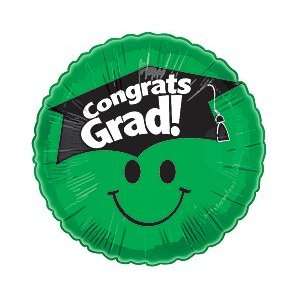  Green Congrats Grad Smiley Face 18 Mylar Balloon Health 