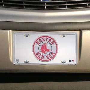 MLB Boston Red Sox Silver Super Stock Metal License Plate  