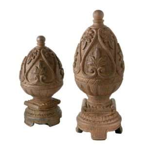  Set of 2 Antique Rust Finish Sphere Table Top Finials 12 