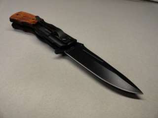 SPECIAL FORCE .38 GUN FOLDING ASSISTED RESCUE KNIFE WOOD INLAY HANDLE 