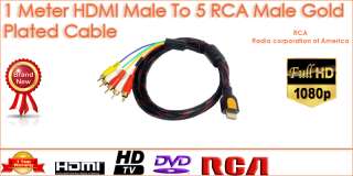 1M Meter HDMI to HD 5RCA RGB Audio Video AV Component IN OUT Cable for 