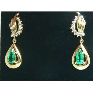   Stopping Colombian Emerald & Diamond Dangle Earrings 