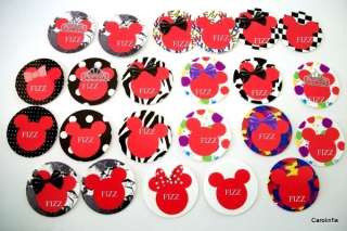 50 Precut Red Mickey/Minnie Inspired Bottle Cap Images  