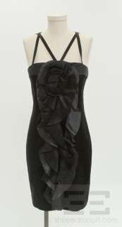 Marc Bouwer GlamIt Black Silk Rosette Ruffle Cocktail Dress Size 6 