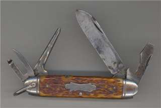 Antique Camillus Bone Handle Boy Scout Utility Pocket Knife  
