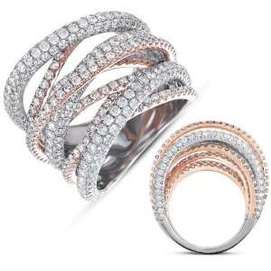  14K Two Tone Gold 6.47cttw Round Diamond Fashion Ring 
