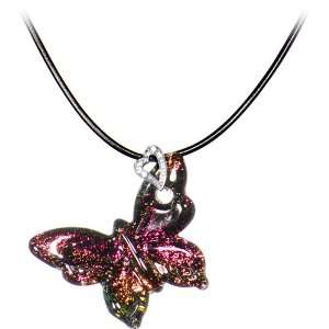  Fantasy Pink Yellow Dichoric Butterfly Choker Necklace 