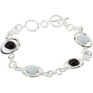  Onyx White Agate Bracelet in Sterling Silver Jewelry