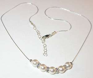SWAROVSKI PEARL ELEMENTS Bridal Sterling Silver Necklace CREAMROSE 
