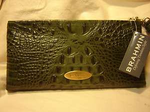Brahmin Rosalyn Emerald Melbourne Croc Embossed Leather Wristlet NWT 