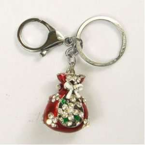  Gucci Red Flowers Crystals Handbag Keychain Office 
