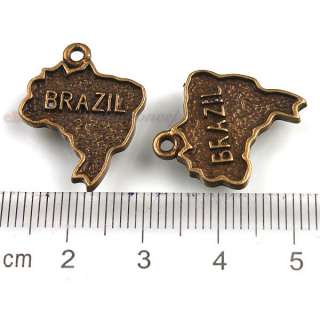 40pcs 141959 New Alloy Brazil Map Vintage Bronze Charms Pendant 22mm 