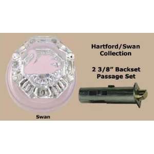   Door Knobs, Crystal Swan 2 3/8 Passage Set