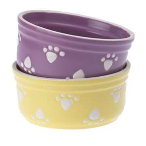   Pastel Paws 5.50 Pet Bowls, Lemon Ice & Grape Ice: Pet Supplies