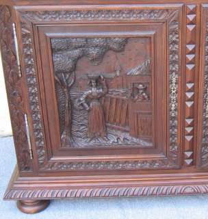     Beautiful French Country Breakfront from Brittany Carved Chestnut