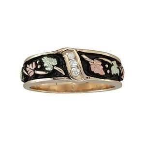  Black Hills Gold Antiqued Womens Wedding Ring with Diamonds 