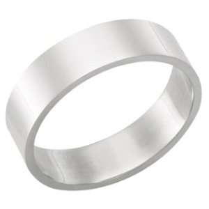 , Flat High Polished 10Kt White Gold Heavy Wedding Band Ring on Sale 