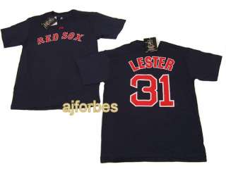 JON LESTER #31 Red Sox T Shirt Jersey BLUE XL  