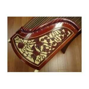   Two Cranes Facing The Sun Carved Guzheng 696d Musical Instruments