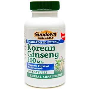  Sundown Naturals  Korean Ginseng Standardized, 100mg, 130 