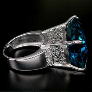 SUMPTUOUS TOP AAA LONDON BLUE TOPAZ,SAPPHIRE 925 SILVER RING SZ 6.75 